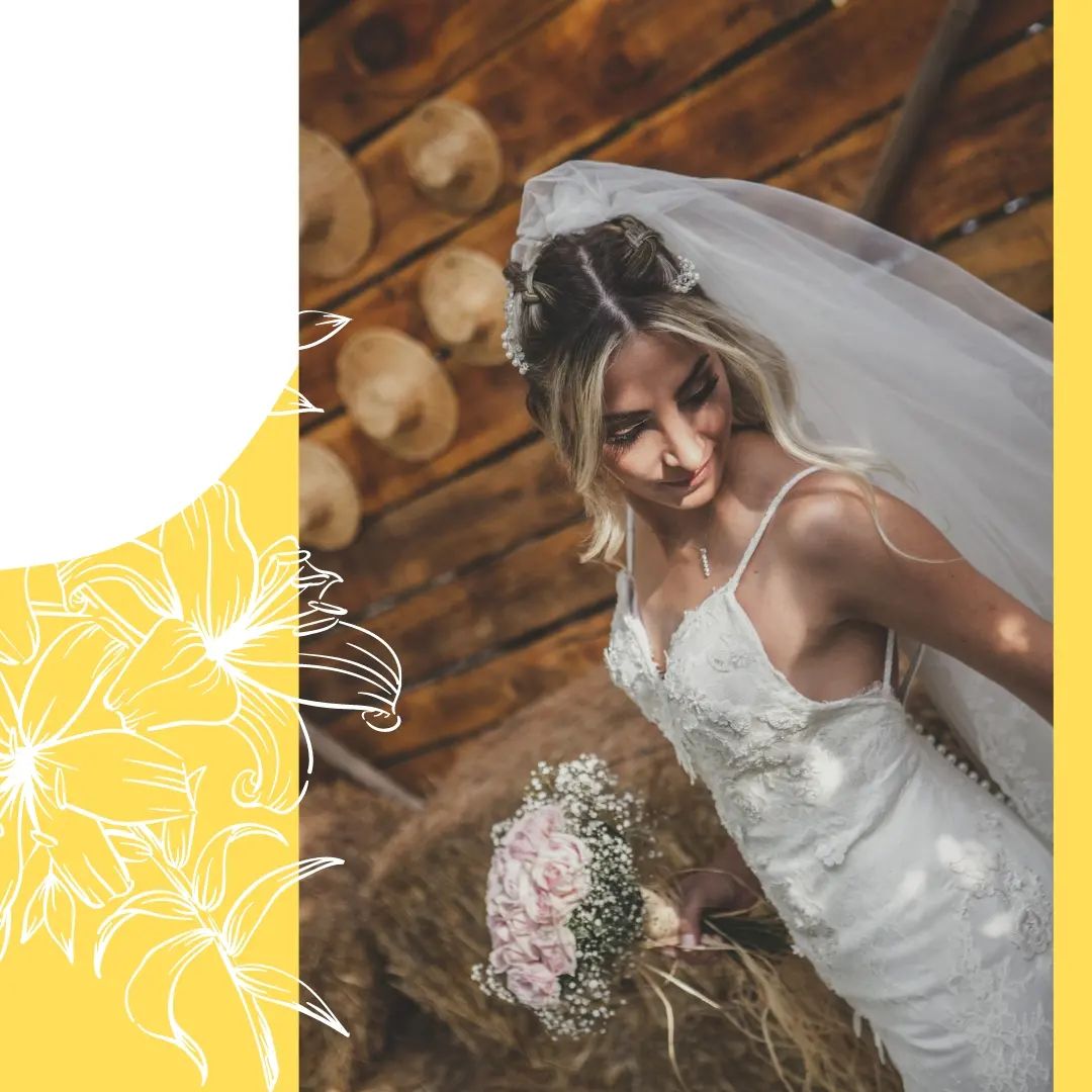 Ahşap mekânda gelin ve damat portresi